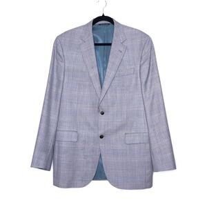 JACK VICTOR Plaid Wool & Silk Blend Sport Coat Gray Long Sleeve Men's 42L / LG